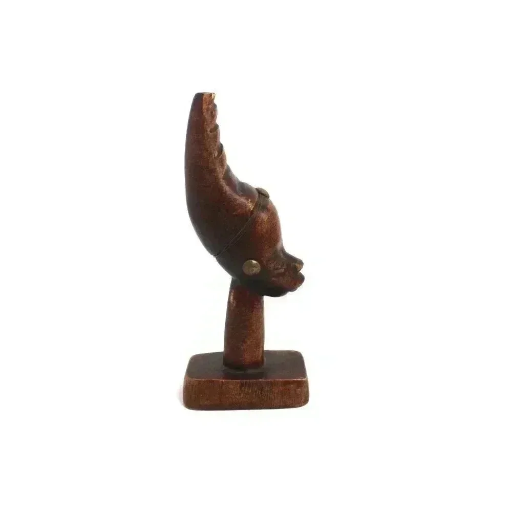 Vintage Women African Tribal Art EBONY Wood Carving Statue